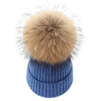 JIANGXIHUITIAN Simple Real fur ball cap pom poms winter hat for women girl 's hat knitted beanies cap brand new thick female cap 5