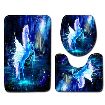 

3D Bathroom Mat Toilet Three-Piece Set Rugs Soft Floor Home Anti Slip Liner Foam Durable Cover Shower Carpets Bathroom Mat Set