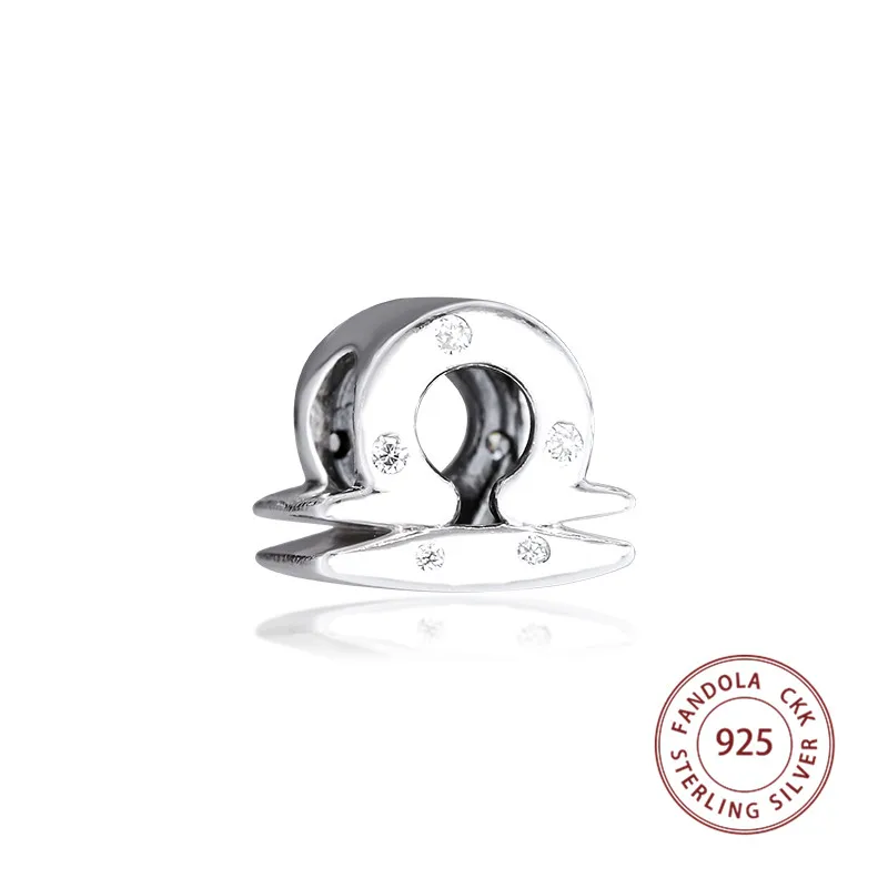 Подходит для браслетов Pandora, бусины из стерлингового серебра 925, очаровательные сверкающие весы, кулоны со знаками Зодиака, бусины для изготовления ювелирных изделий
