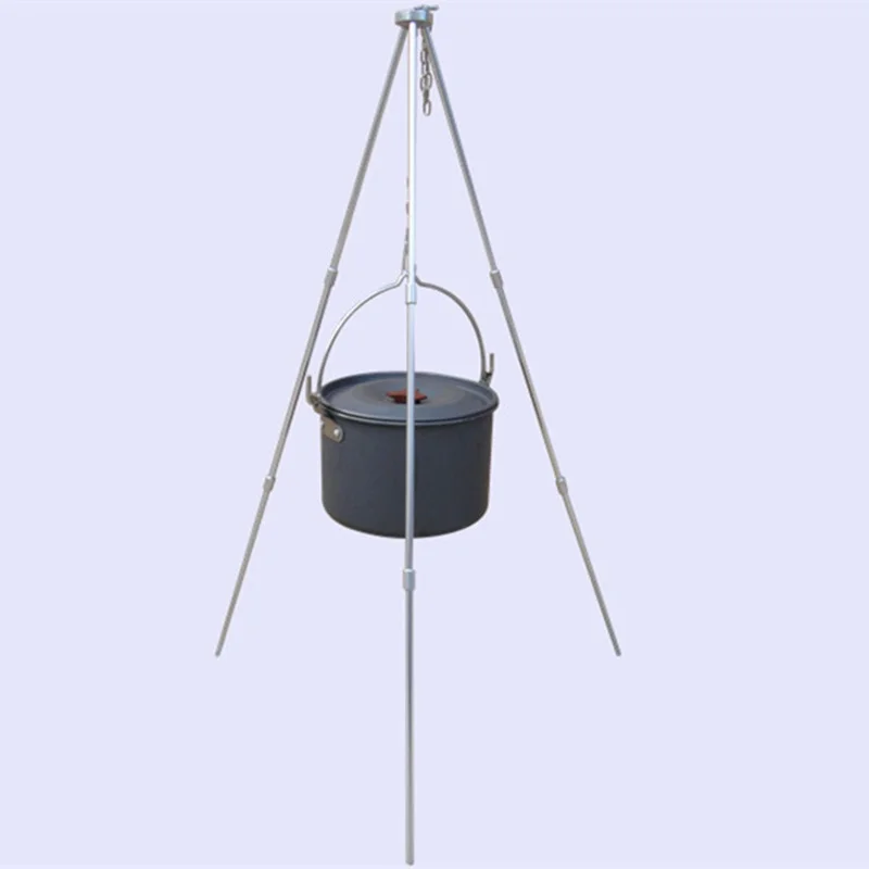 

Hanging Pot Outdoor Camping Picnic Cooking Tripod Durable Portable Campfire Picnic Pot Cast Iron Fire Grill Hanging Tripod