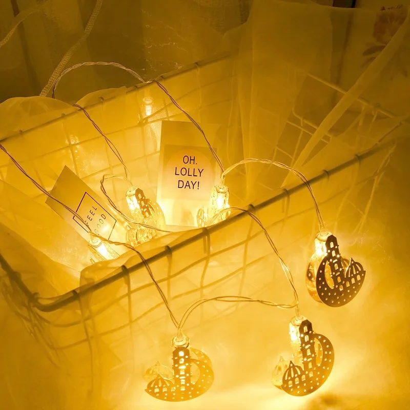 

Lantern Strings Gold Metal Castle Moon Decoration Light Eid Lantern LED Christmas Decorations Curtain Lights Christmas Gift