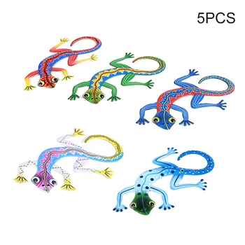 

5pcs/set With Hook Hole Iron Gecko Lawn Patio Wall Hanging Sculpture Simulation Craft Home Decor Porch Fence 12x7inch