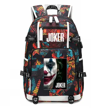 

New joker Joaquin Phoenix schoolbag laptop bag Men Travel bags USB Oxford Backpack