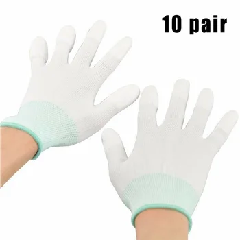 

Breathable Gloves White Comfortable Nylon Hand safety protection 10 Pairs