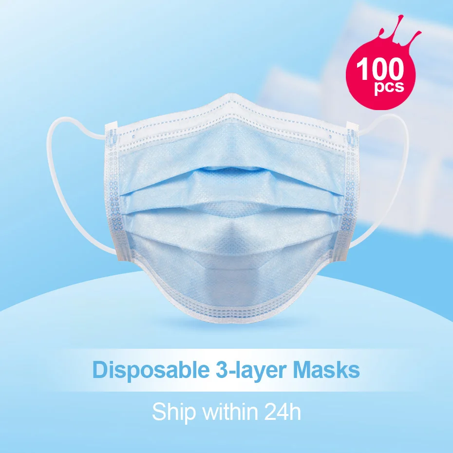 

100 pcs Anti-bacteria Proof Face Mouth Masks Earloop-Mask Non Woven Disposable Dust Masks For Personal Health