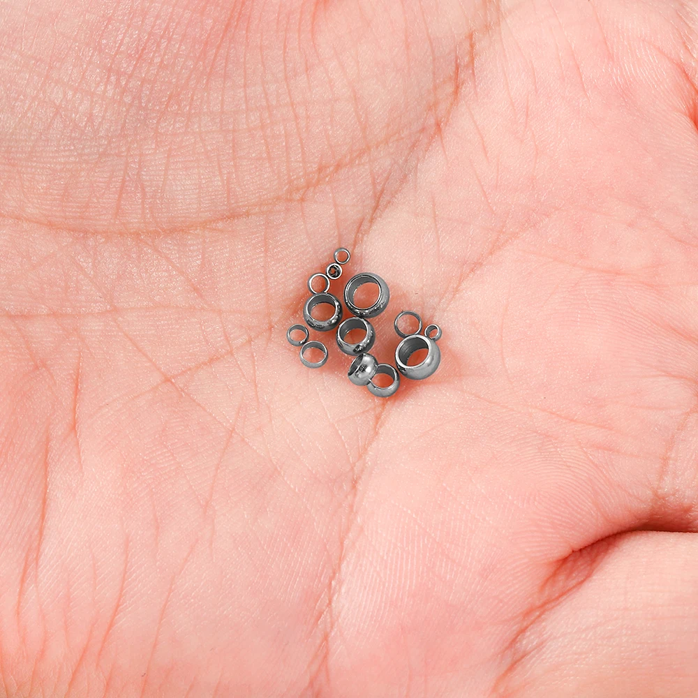Stainless Steel Crimp End Beads 100/120Pcs/lot End Stopper Spacer Terminators Tips For Diy Jewelry Making