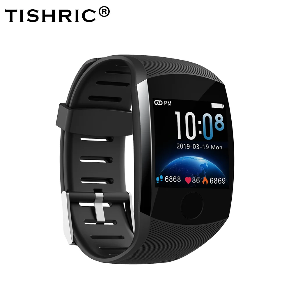 TISHRIC Q11 Смарт-часы спортивные/женские/мужские/bluetooth ios/android/Водонепроницаемые whatsapp умные часы монитор сердечного ритма большой экран - Цвет: Black