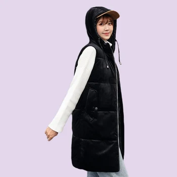 

2019 Autumn And Winter Cotton Vest Student Down Cotton Padded Long Coat Women Vest Female Outerwear Women Vests Coat Plus Size