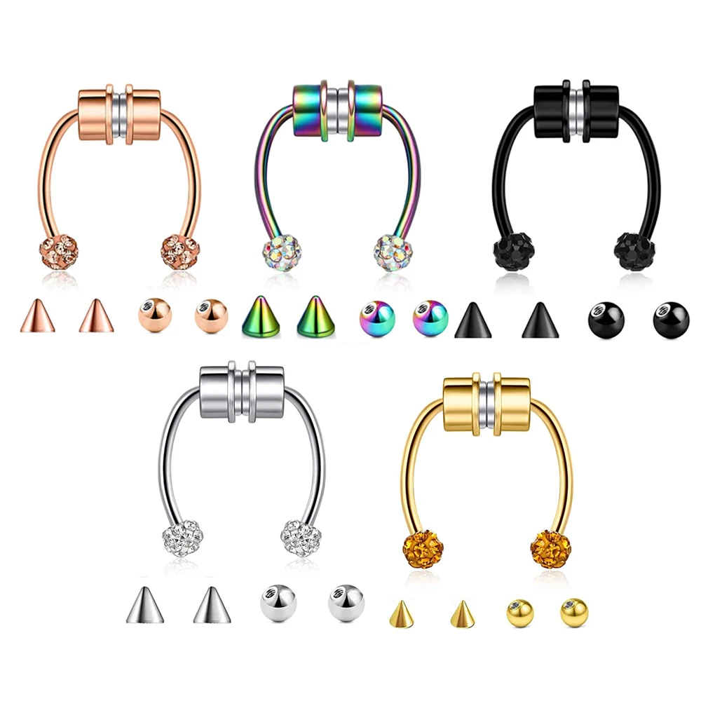 

2021 New Fake Piercing Nose Ring Alloy Nose Piercing Hoop Septum Rings For Women Jewelry Gifts Fashion Magnetic Fake Piercing