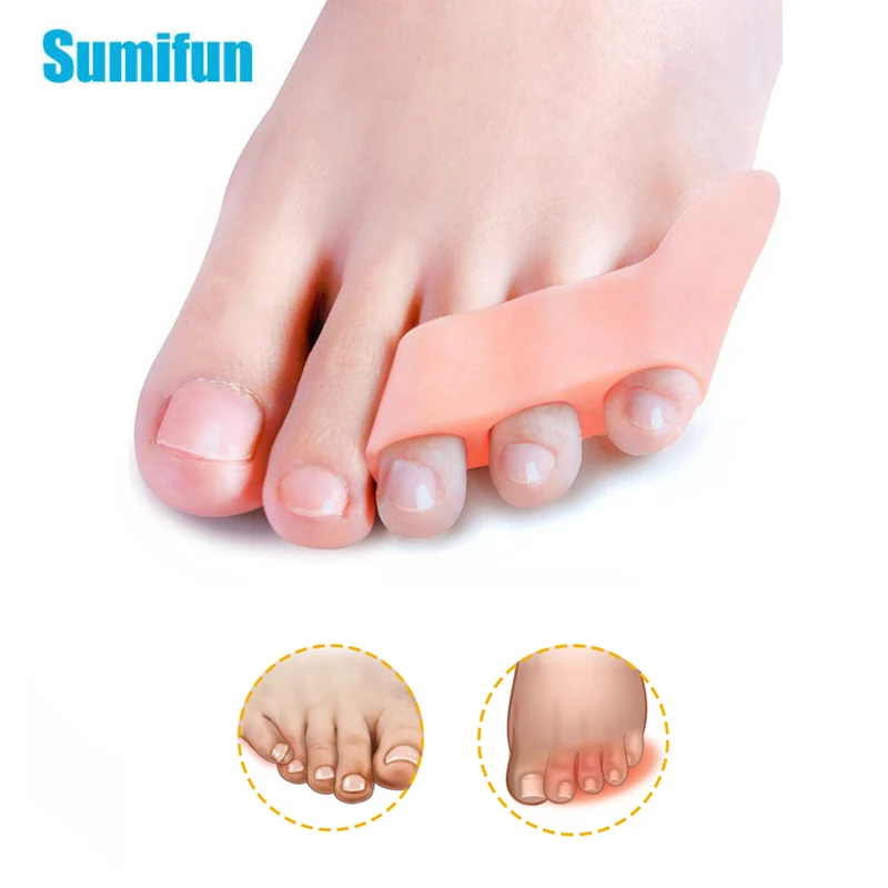 

Sumifun 2pcs Little Toe Separator Three-hole Toe Protector Straightener Protector Pain Relief Foot Care