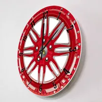 Red Car Wheel Mechanic Wall Clock Modern Design Garage Car Tire Decorative Wall Watch Auto Repair Tire Shop Artwork Timepieces 2