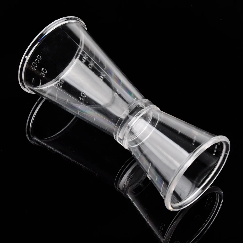 Transparent 20-40cc двойной конец мерный стакан Бар инструменты для приготовления коктейлей портативный стакан с чешуей молоко пиво чашки на унцию Джиггер наборы - Цвет: Transparent