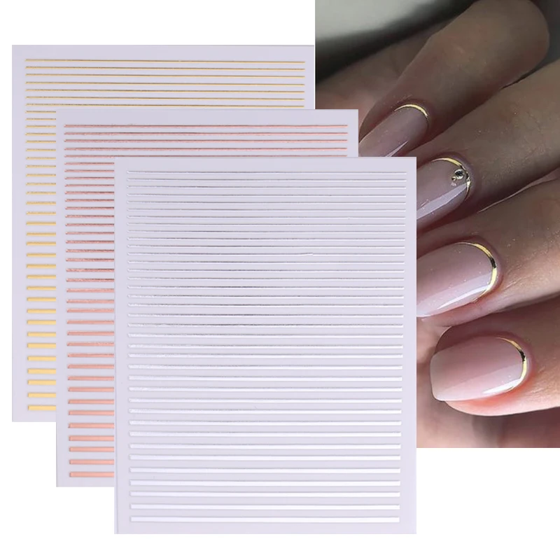 

Black White 3D Nail Stickers Geometry Stripe Line Design Slider Decals Striping Tape Nail Art Adhesive Stickers Decoration