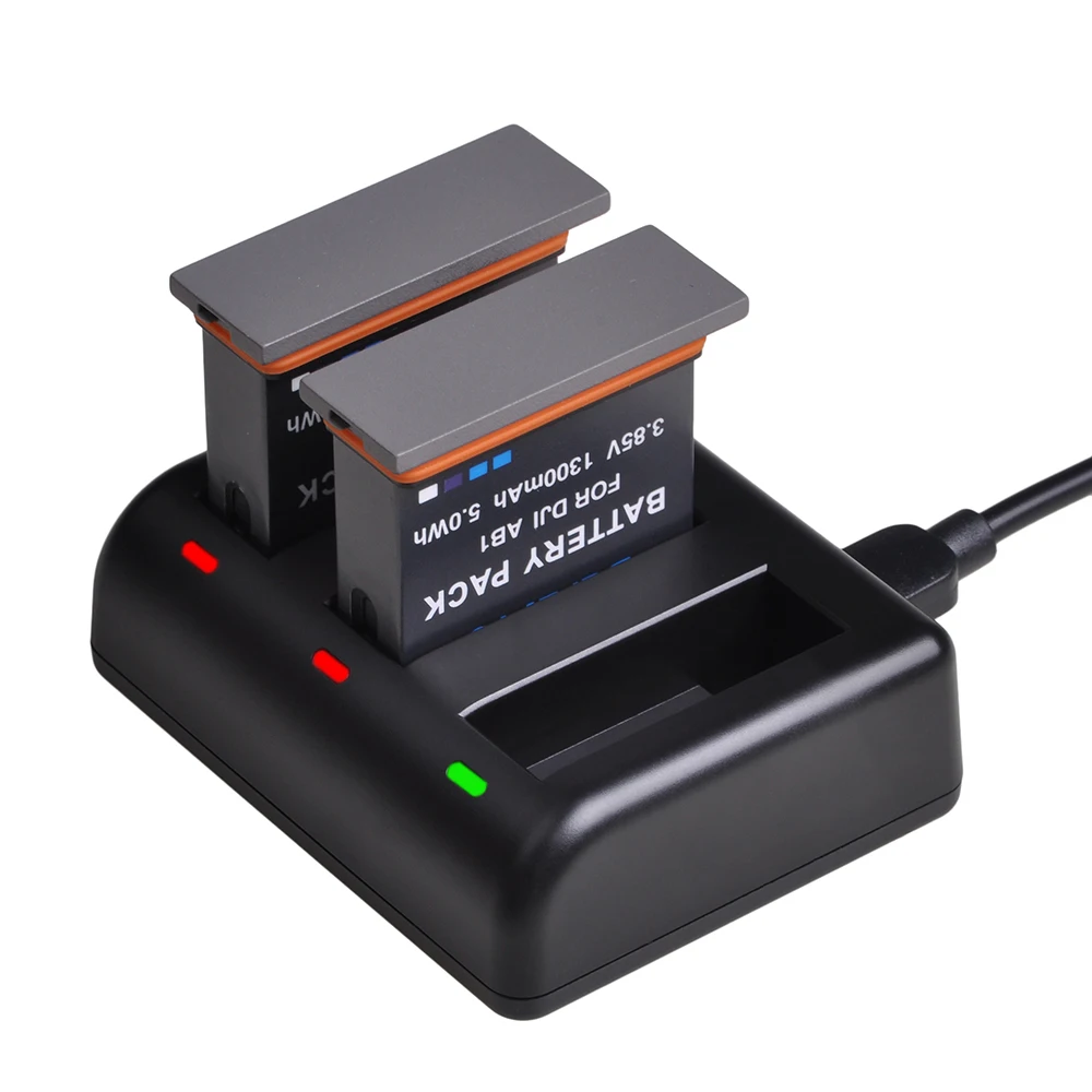 DuraPro 2 шт. 1300 мАч AB1 Замена батарейный блок камеры+ светодиодный 3-слоты USB Зарядное устройство для DJI Osmo AB1 пульт дистанционного управления для спортивной Камера