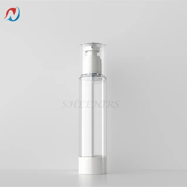 2pcs 15ml/30ml/50ml/80ml/100ml Airless Lotion Cream Pump Bottle Refillable Empty Clear Travel Containers Liquid Vacuum Press Jar 100ml