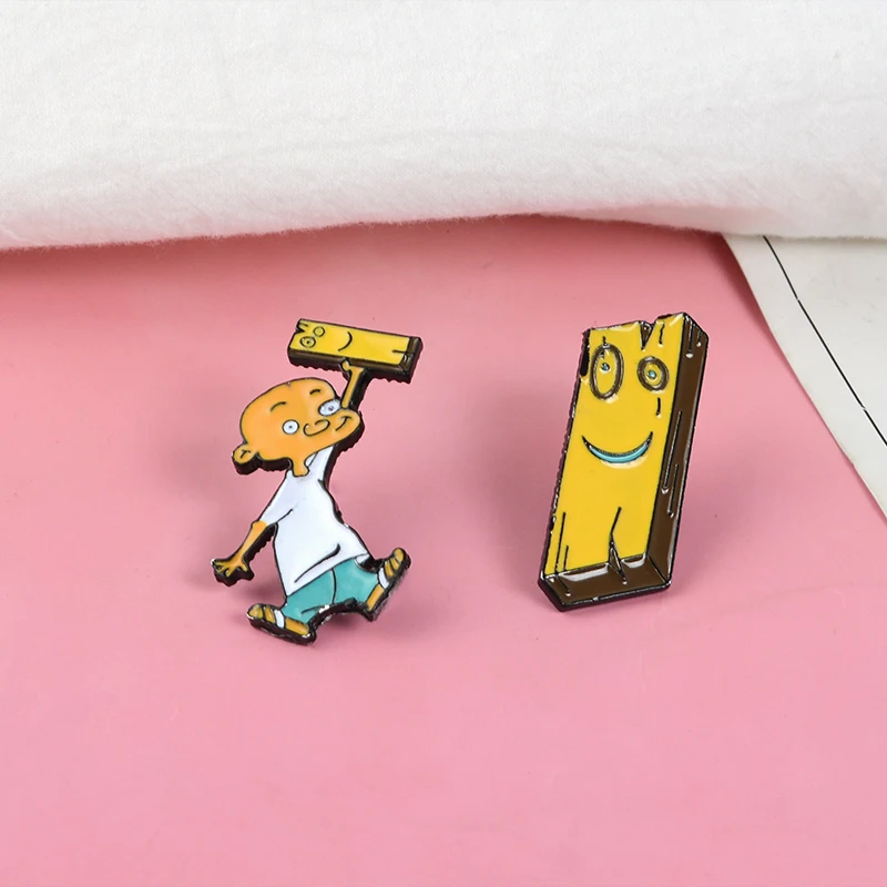 Забавные мультяшные значки Jonny и Plank Рик и Морти эмалированные булавки броши скейтборд эрекция средний палец кошка нагрудник бижутерия