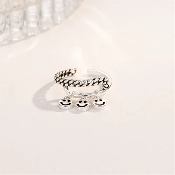 

Hot Sale Happy Smiling Face Tassel Retro Ring Free Shiping Women S Real Woman Double Vintage Rings For Birthday Gift