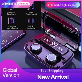 

Wireless Earbuds TWS Bluetooth V5.0 Earphones 8D HD HiFi Stereo LED Display Waterproof Fingerprint Touch 3300mAh Charging Box