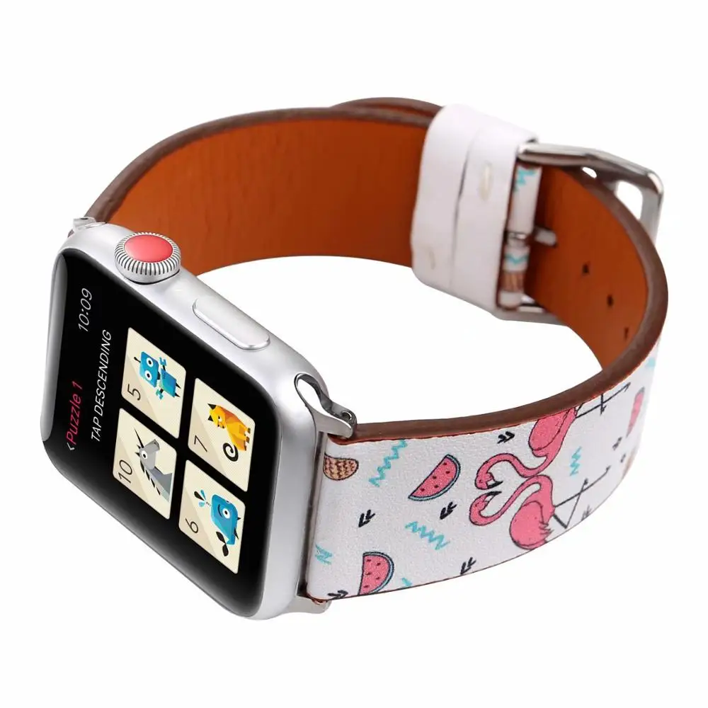 Ремешок для часов Apple Watch Series 4/3/2/1 ремешок для часов 38 мм 42 мм 44 мм 40 мм кожаный Iwatch 4 3 2 1 ремешок наручные часы браслет блестящий