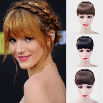 

LUPU 7 Colors Synthetic Hair Blunt Bangs With Braids Headband Clip In Hair Extensions Hairpieces High Temperture Fiber For Girls