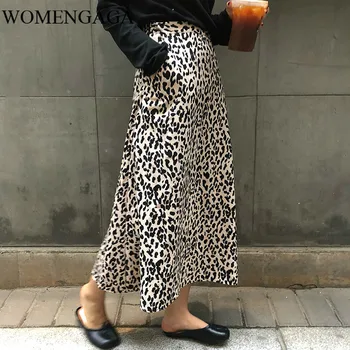 

Korea 2020 New Fashion Spring Leopard Print Elastic Band Straight Skirt Women Loose High Waist Tide Faldas Mujer Moda 9A262