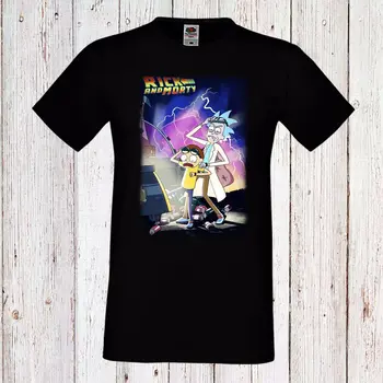 

RICK AND MORTY BACK TO THE FUTURE 1 PARODY BLACK T-SHIRT NEW TEE LONG/SHORT