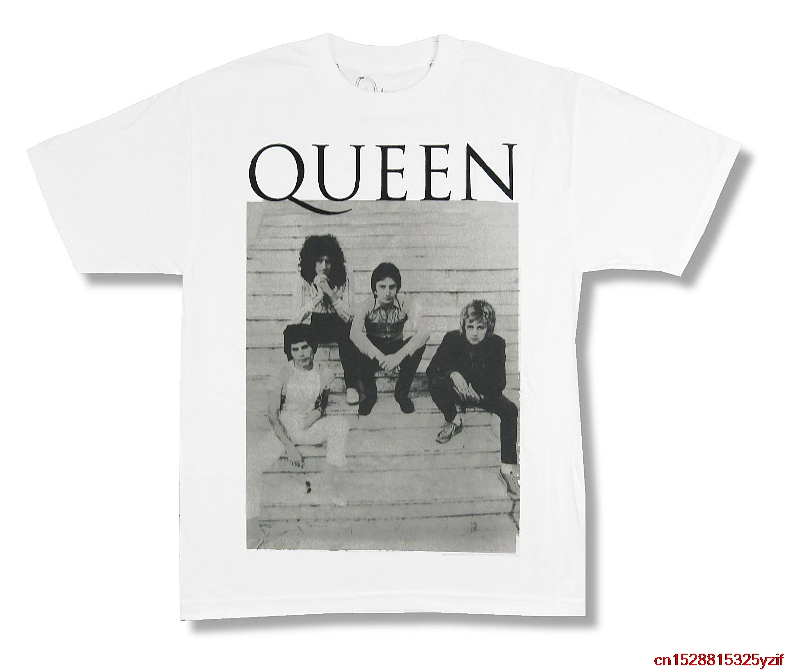 Queen Stairs Band Pic Image White T Shirt New Official Merch Freddie Sleeves Boy Cotton Men T-Shirt Top Tee Unisex Tees |