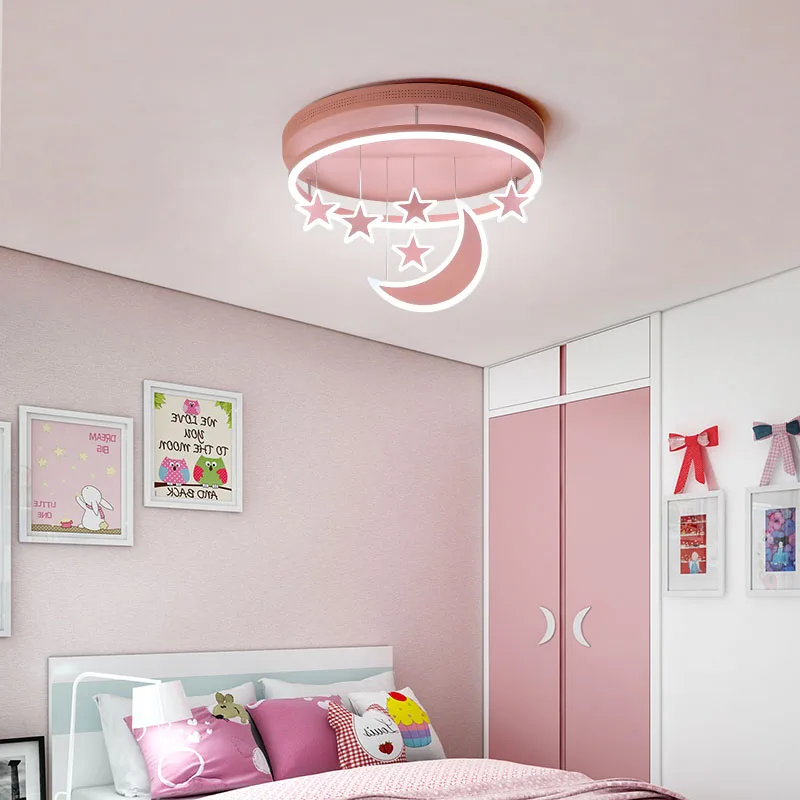 

New Ceiling Lights Girl Children Room Bedroom Modern LED Lighting Surface Mount Remote Control Indoor Lamp Pink color