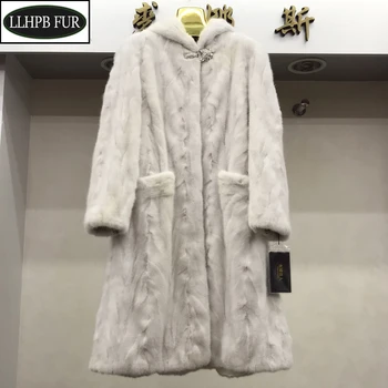 

Hot Sale Long Style Women Natural Mink Fur Hooded Coats Winter Women Luxury Real Mink Fur Jackets Thick Warm Real Fur Outwears