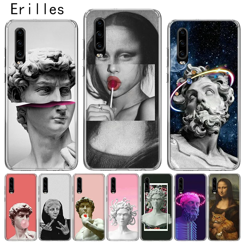 

Erilles Funny Sketch Case For Honor 10 lite Cover For Huawei 8X 9X 20 lite 20i V20 Soft Shell Y5 Y6 Y7 Y9 2019 Shell