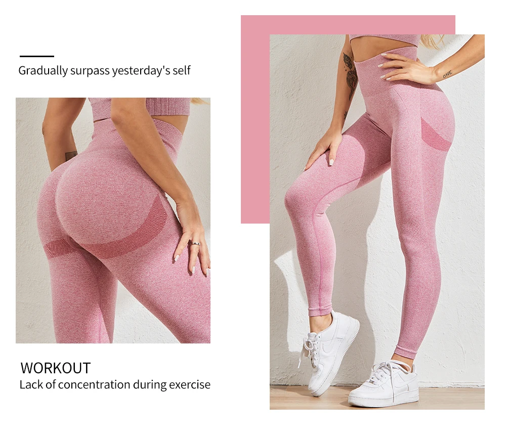 Sexy Women Bubble Butt Workout Push Up Fitness Slim High Waist Seamless Fitness Legging For Weight Loss Tummy Control