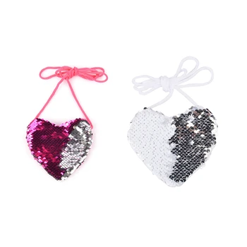 

2 Pcs New Sequins Heart Kids Shoulder Coin Bag Baby Girls Mini Messenger Bag Cartoon Boys Small Coin Purse Children Handbags Ros