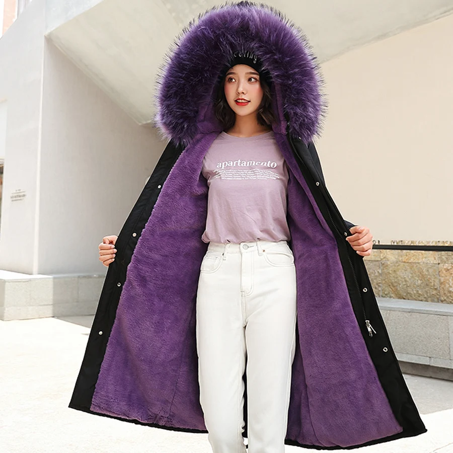 Koop Winterjas vrouwen 2019 Grote bontkraag capuchon omlaag katoen sustans lange jas vrouwelijke parka uitloper plus size jaquetas feminina