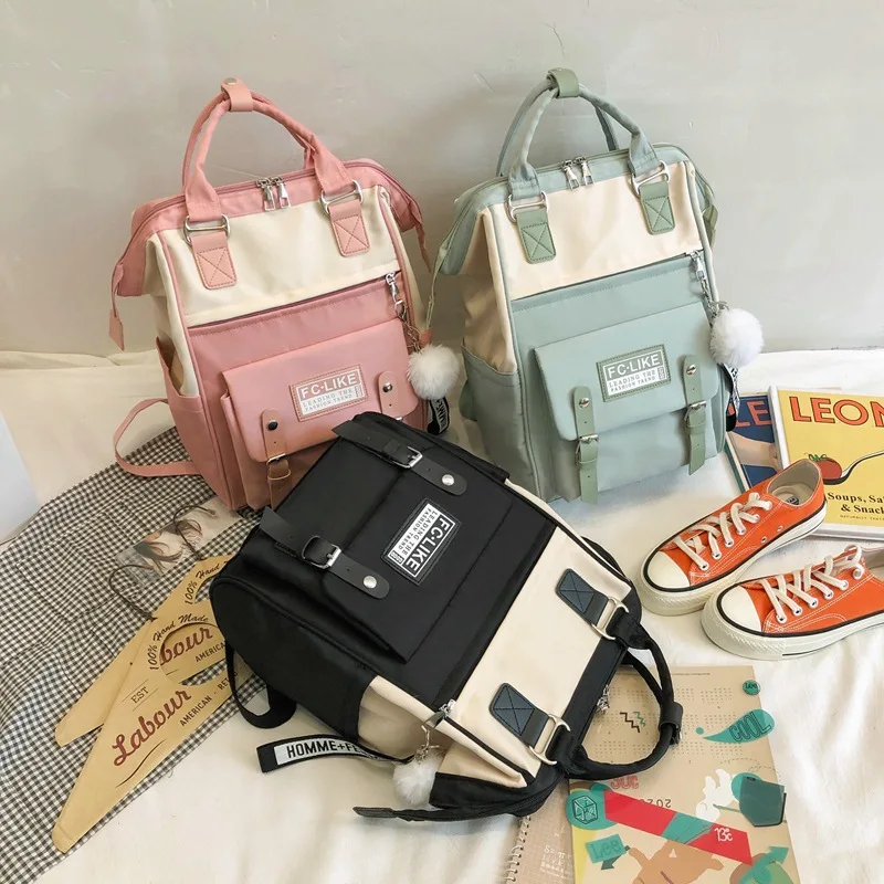 

New Backpack with Hit Color Letters, Fashion, Versatile, Large-capacity, Single-shoulder School Bag for Female College Students
