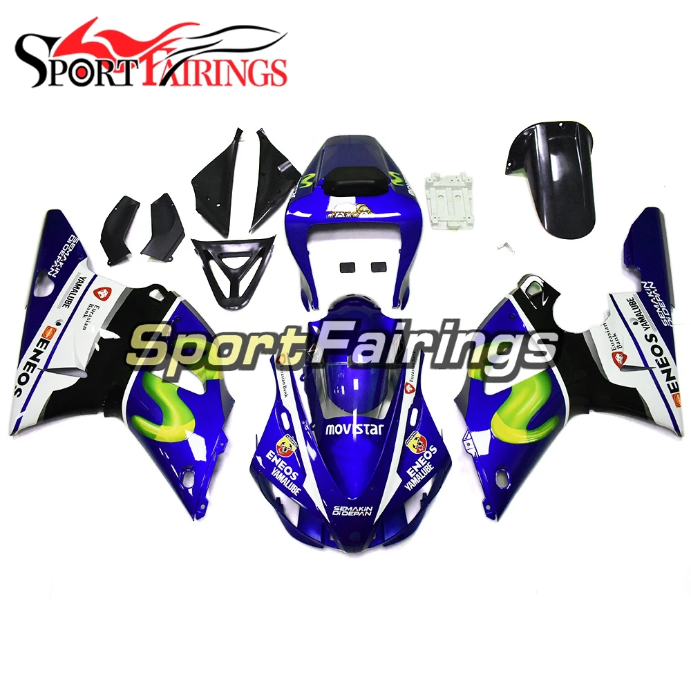 Для кузова Yamaha YZF1000 1998 1999 Cowlings ABS пластиковые панели впрыска Sportbike R1 98 99 тело работы Movistar Синий Белый