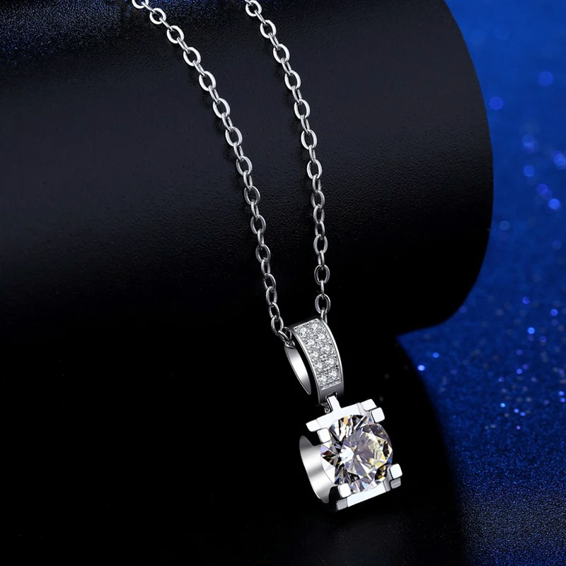 

Ожерелье из серебра 925 пробы для женщин, ожерелье с круглым бриллиантовым кулоном с муассанитом 1 карат 2 карата, колье с бриллиантовой огранкой, подарок на день рождения