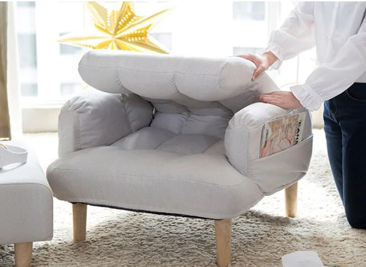 Adjustable Sofa Bed Chair Stools Sets with Storage Pockets Bedroom Furniture For Sleeping Relaxing Reading