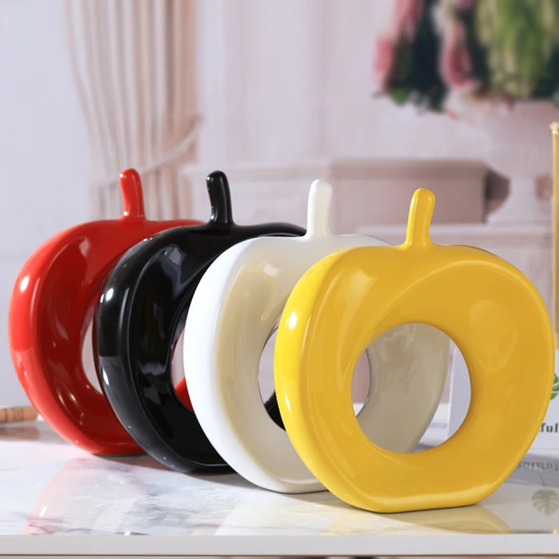 Simple Modern Hollow Apple Ornaments Ceramic Crafts Decoration TV Cabinet Window Accessories Artwork Home Livingroom Furnihsing