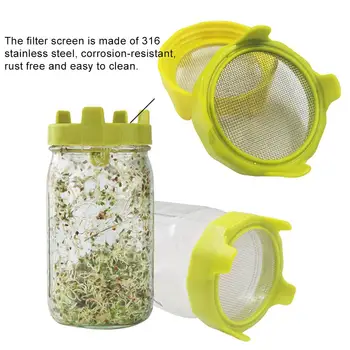 

Sprouting Lid Germination Net Cover Bean Sprouts Growing Filter Cover Vegetable Silicone Sealing Ring Lid for Mason Can