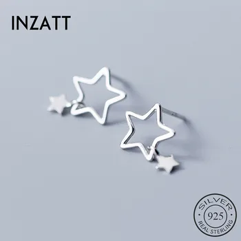 

INZATT Real 925 Sterling Silver Minimalist Star Stud Earrings For Fashion Woman Party Cute Fine Jewelry Geometric Accessories