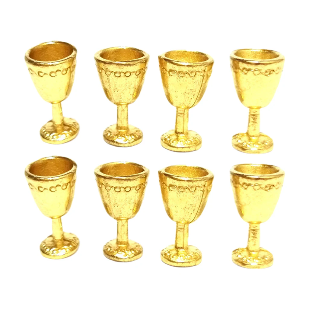 1:12 Scale Dollhouse Accessories,8pcs Miniature Goblet Wine Glasses Champagne Cups Model, Dollhouse Decorations Kit