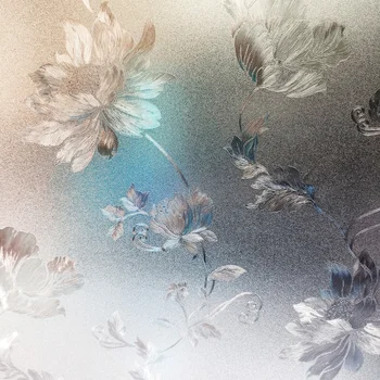 

Hibiscus Pattern Glass Film Static Cling Frosted Heat-Control Recyclable Durable Hot-Sale Privacy Window Door Table Decoration