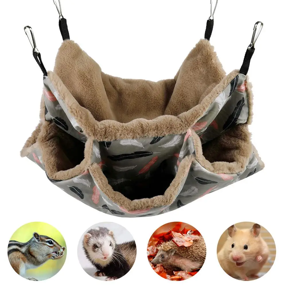 Botreelife Pet Hammock Warm Double Layer Cage Hammock for Small Animals Hamsters Guinea Pigs Ferrets Squirrel Multicolor One Size 