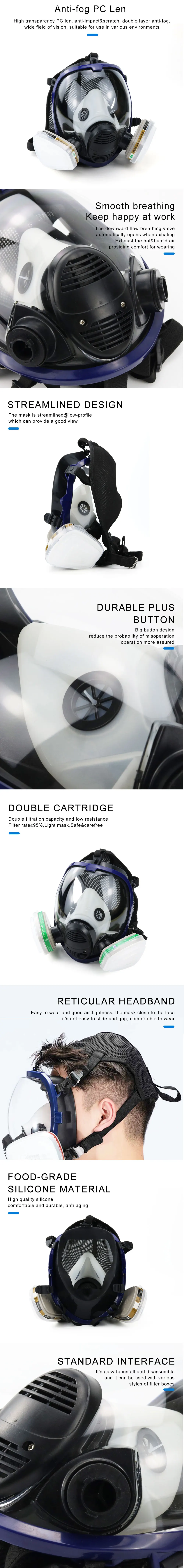 Máscara protección gas químico a prueba de polvo, respirador antivaho, filtro facial completo 6800/6001, pesticida de pintura en aerosol de soldadura 6002/6004