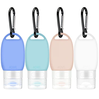 

4 carabiner silica gel bottled 40ml Empty Travel Silicone Refillable Bottle Shampoo Tube Squeeze Container Makeup Hand Tool