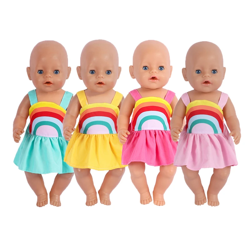 18 Inch Doll Clothes Rainbow Dress American Girl Doll Accessories 43 cm Reborn Born Girl Gifts Supplies