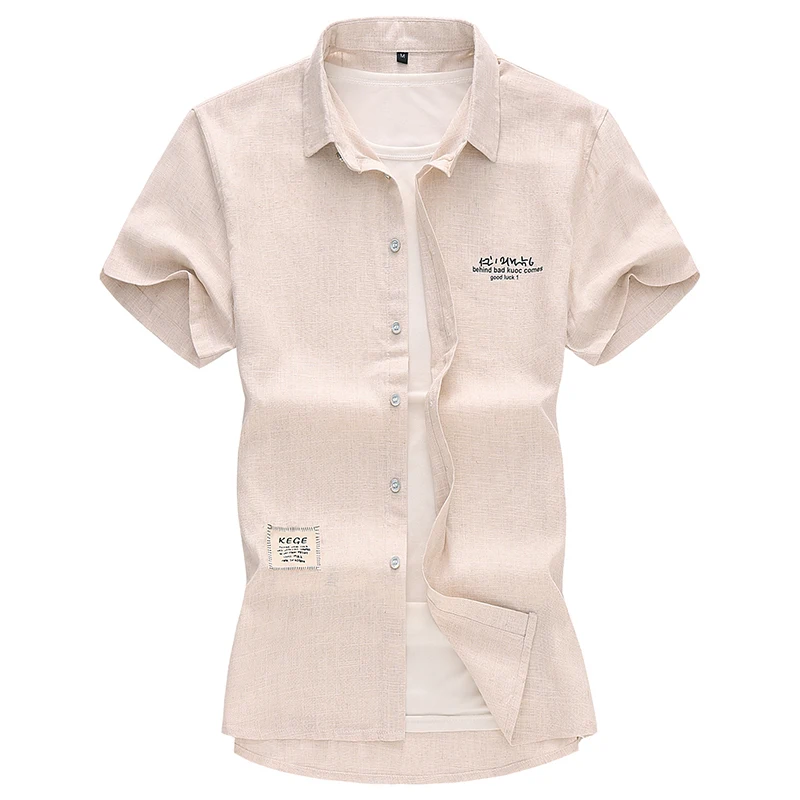 

Plus Size 5XL 6XL 7XL Men's Linen Shirt 2020 Summer New Fashion Casual Short Sleeve Shirt Male Brand Clothes
