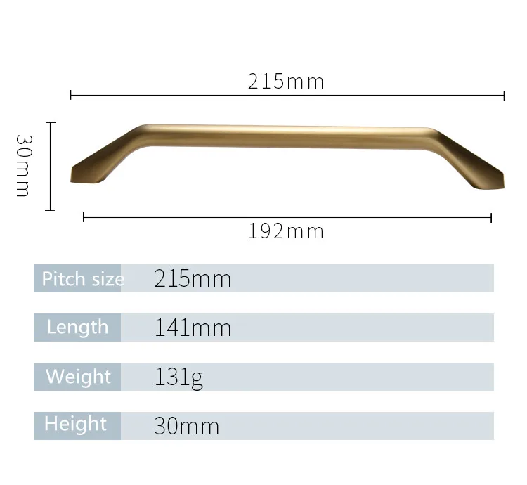 192mm Современные ручки шкафа мебельные ручки для открывания цинкового сплава кухонные ручки золотые ручки для мебели - Цвет: 192mm