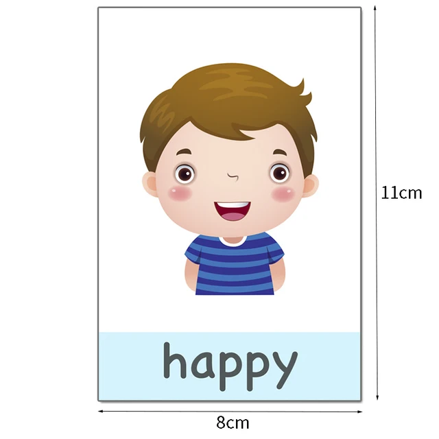 Montessori Baby Emotion Learning Card Cartoon English Emotion Flash Cards for Children Kids Funny Memory Exercise Game 6
