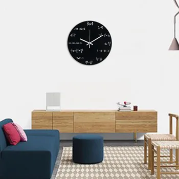

30cm Large Mathematic Wall Clock Creative Math Formulas Clock Watch Hanging Watch Black for Home Classroom Decorating